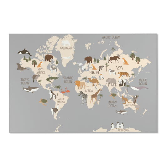 OVI Home Collection: Map of the World Play Mat (Steel Grey)